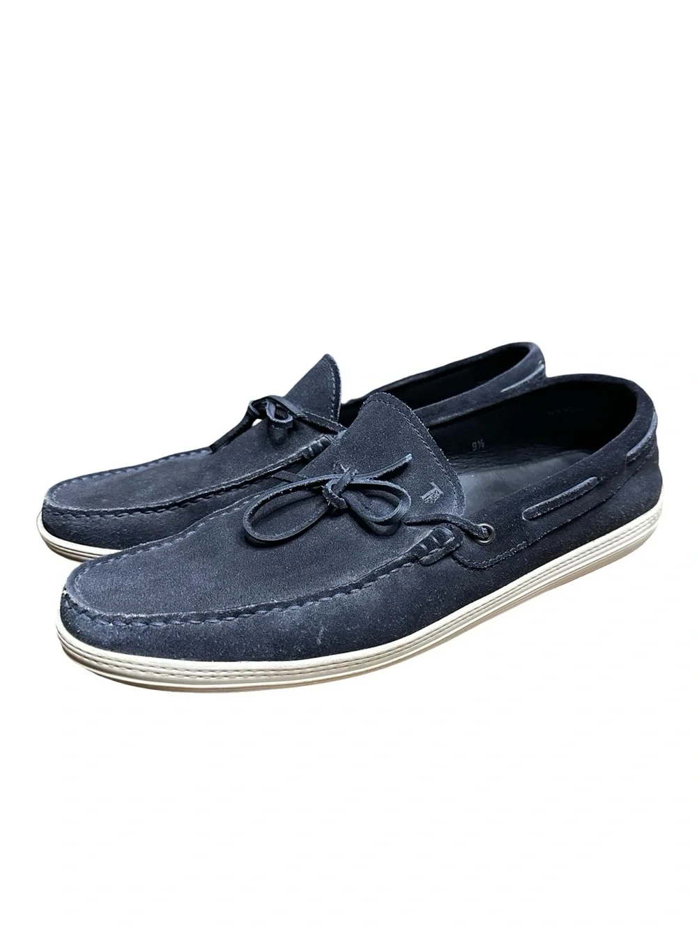 TODS Mens Loafers Gommino Driving Boat Deck Shoes Size 9.5 Dark Blue Suede
